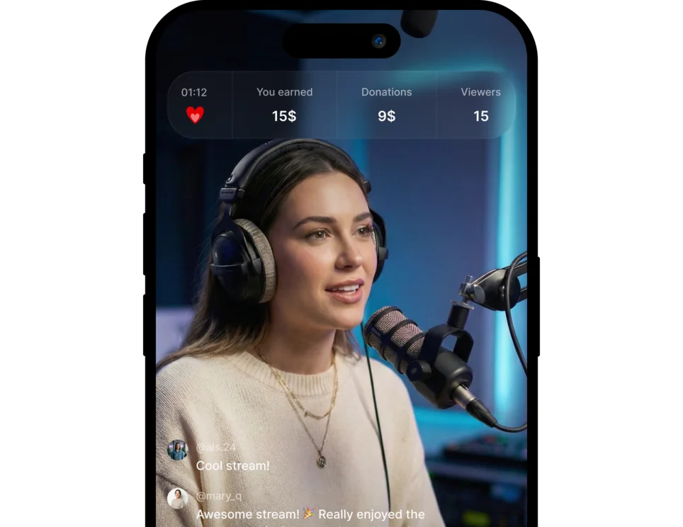 Host streams to earn every minute
